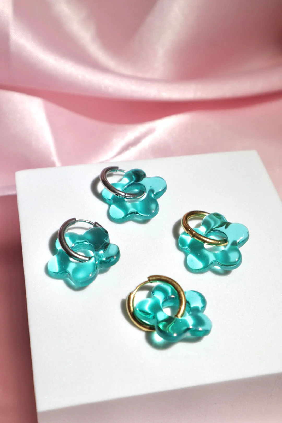 Aquamarine Flower Hoops | Yuuka Universe - Image 3
