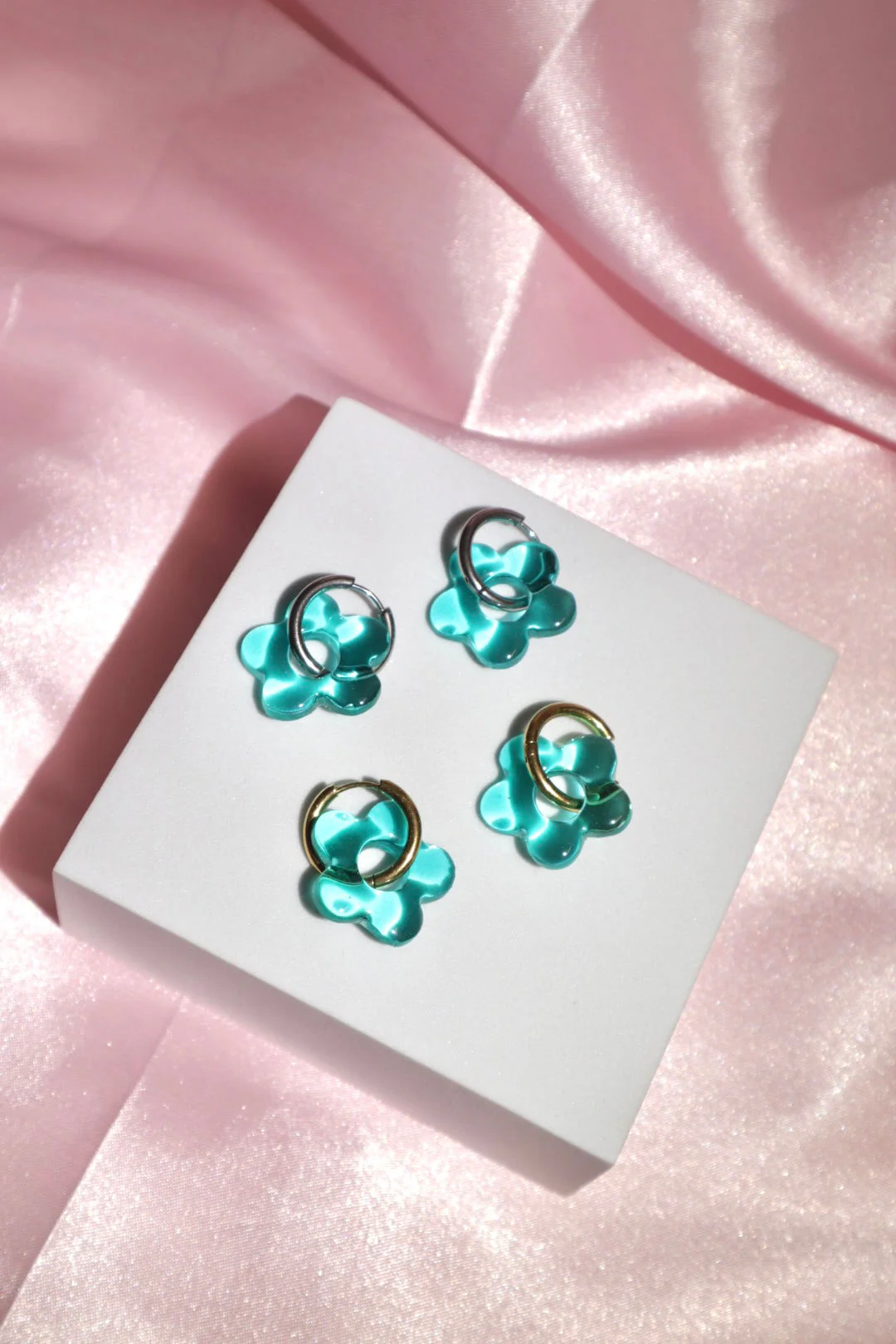 Aquamarine Flower Hoops | Yuuka Universe - Image 4