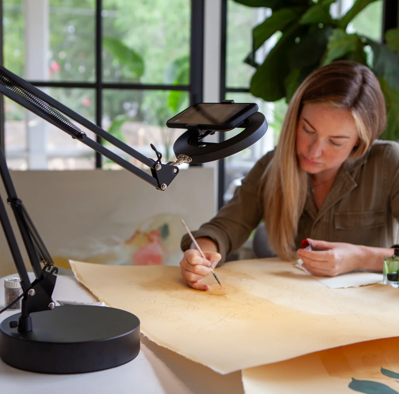 Canvas Lamp with Weighted Matte Metal Base - Image 9