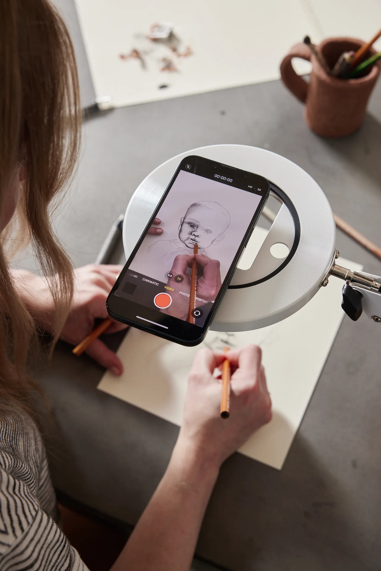 White Canvas Lamp with Desk Clamp - Image 3
